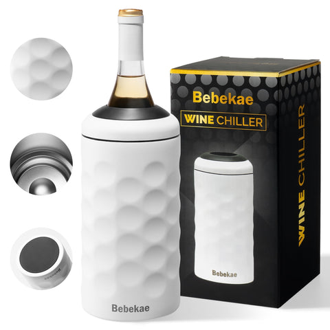 Bebekae wine chiller stainless steel body keeps bottles cold for hours without ice.