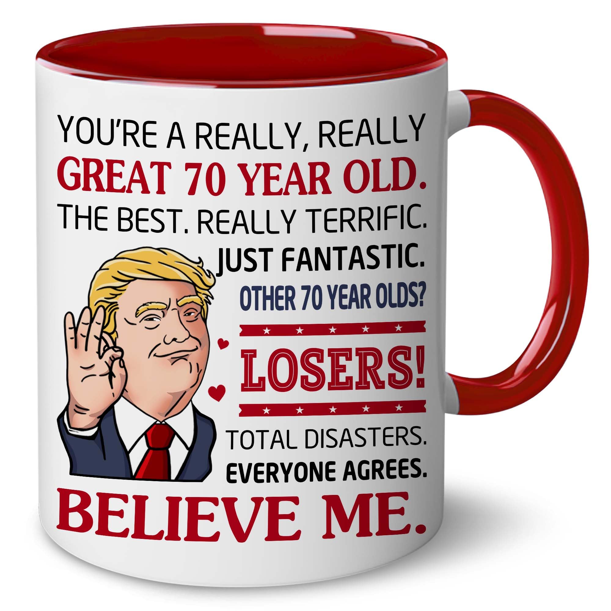 BECHUSKY 70th birthday mug with bold 1956 theme graphics for milestone celebrations