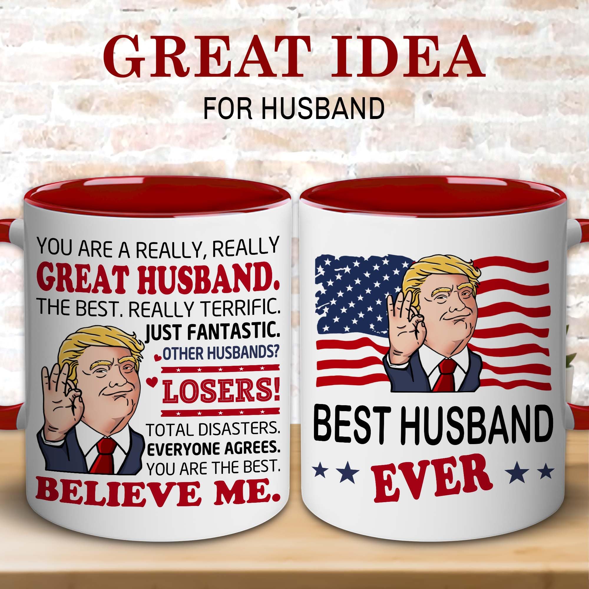 BECHUSKY best husband mug with bold print for daily coffee