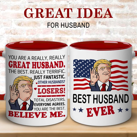 BECHUSKY best husband mug with bold print for daily coffee
