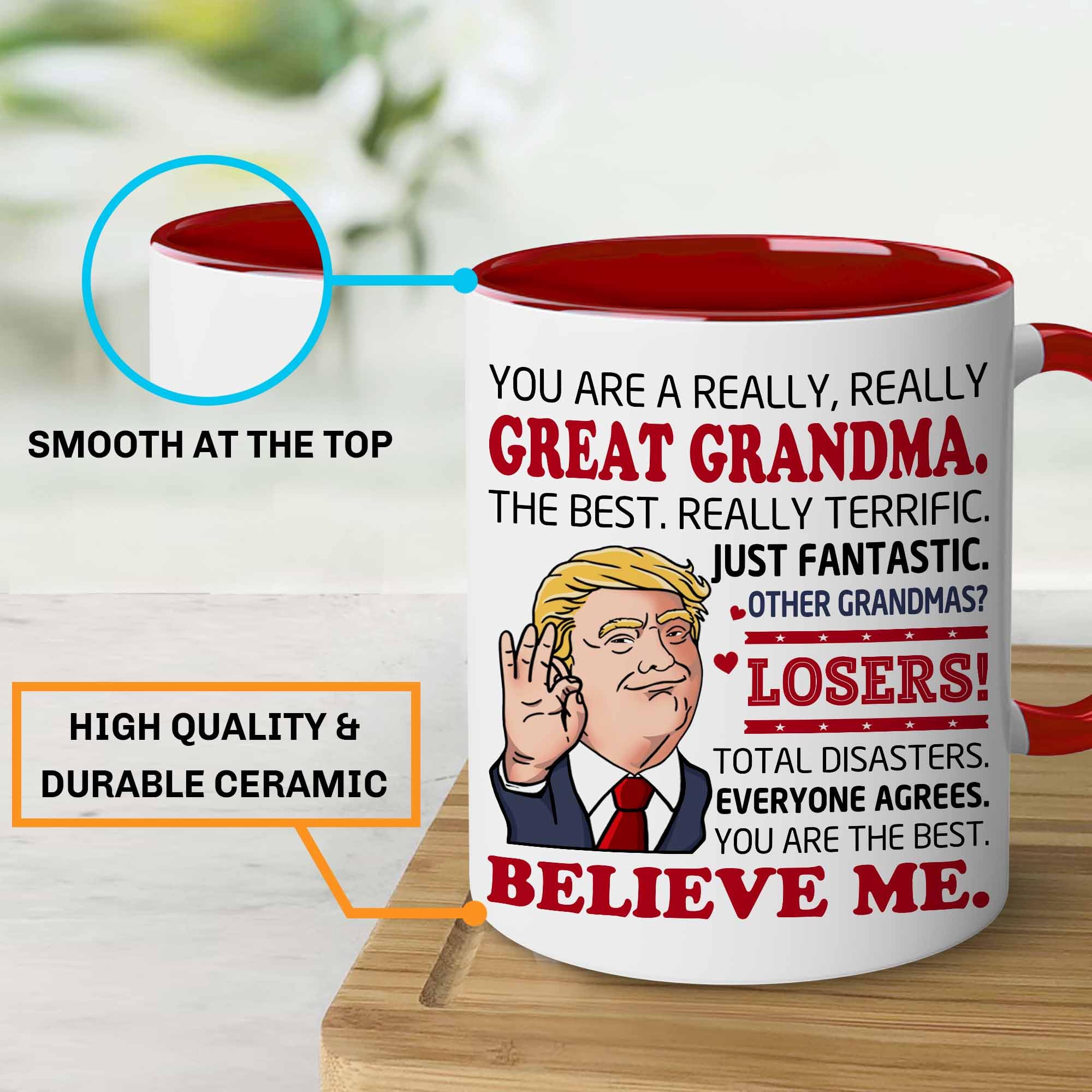 BECHUSKY dishwasher-safe grandma mug, easy to clean after use.