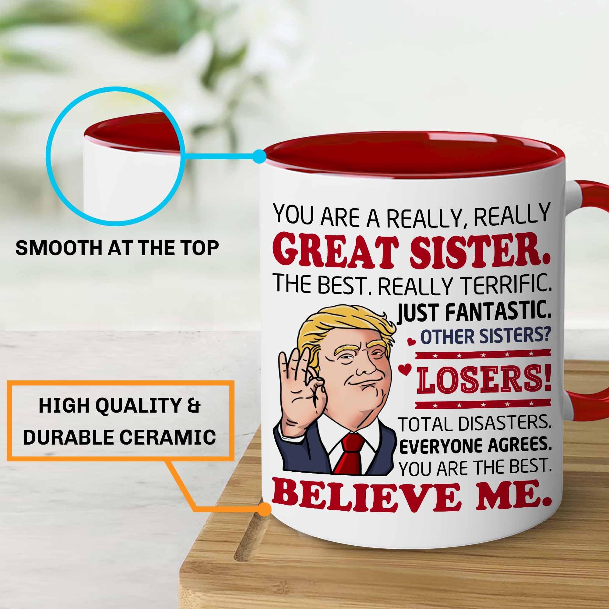 BECHUSKY sister mug heart design celebrates sister bond