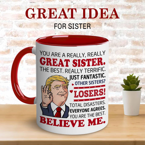 BECHUSKY sister mug held in hand, comfortable grip for mornings