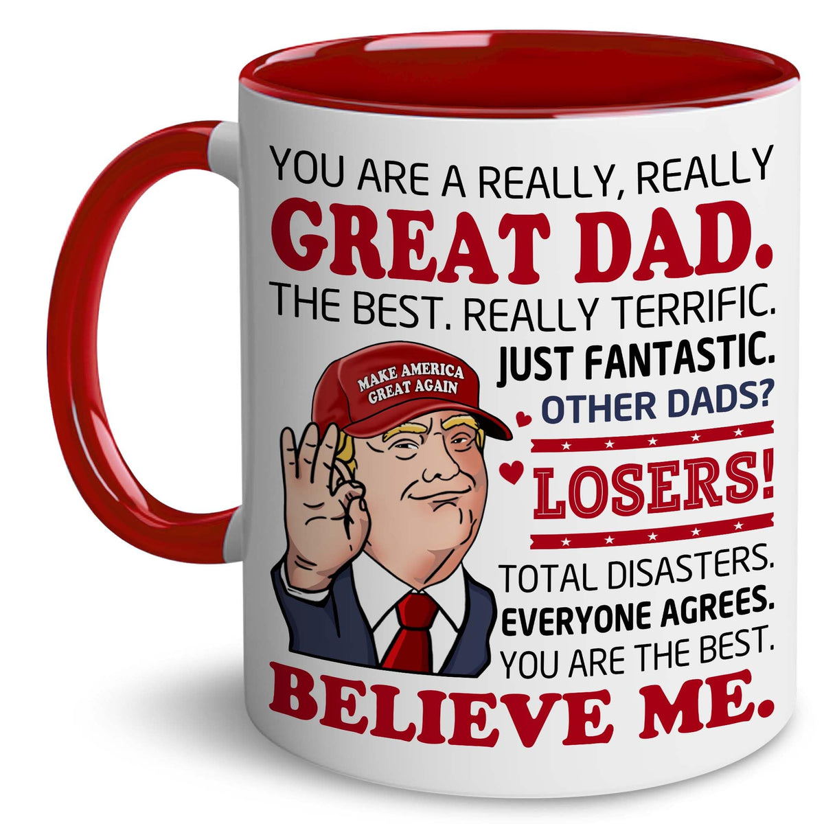 BECHUSKY Valentine mug for dad, front view, gift-ready classic design