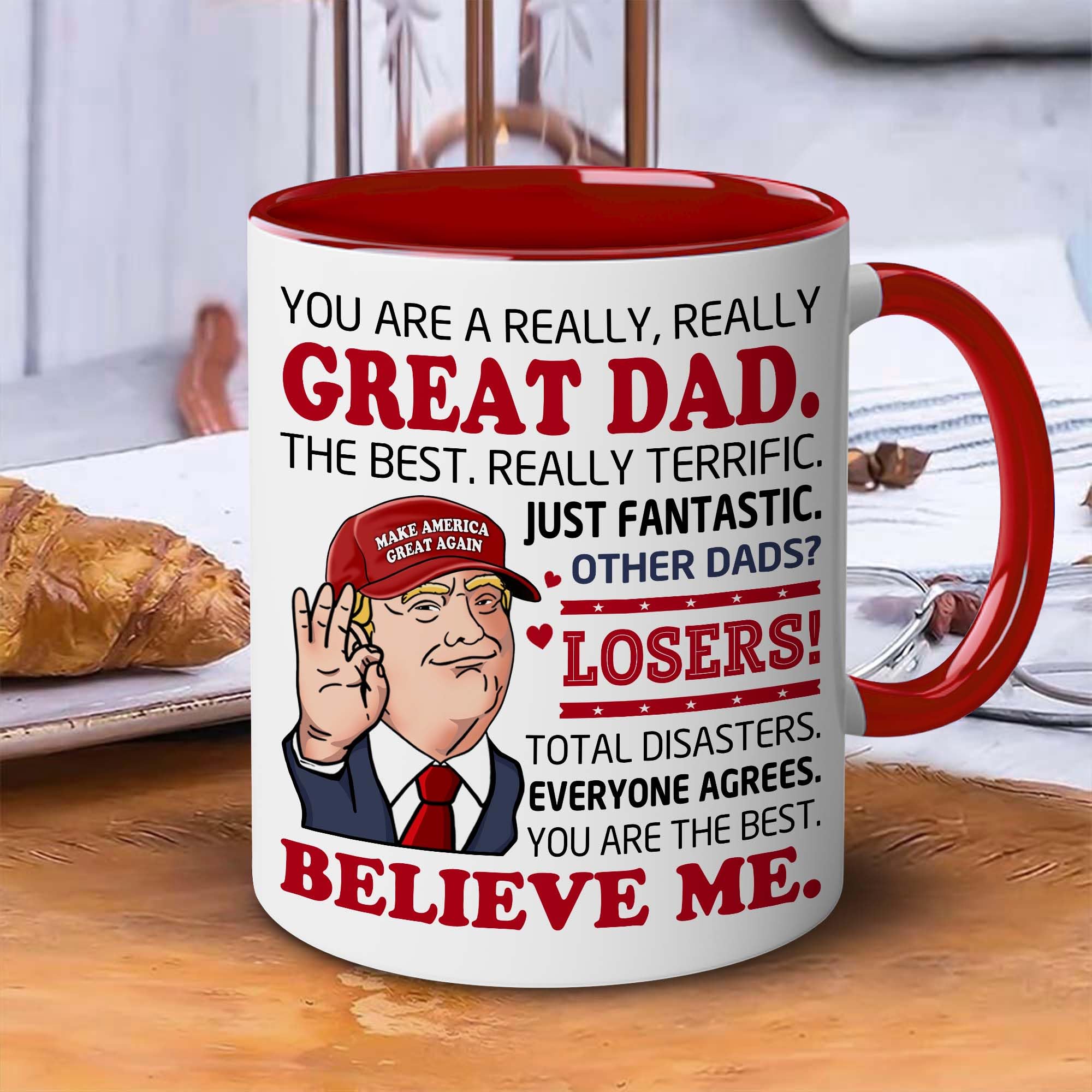 BECHUSKY Valentine mug for dad, lead-free ceramic, durable daily use