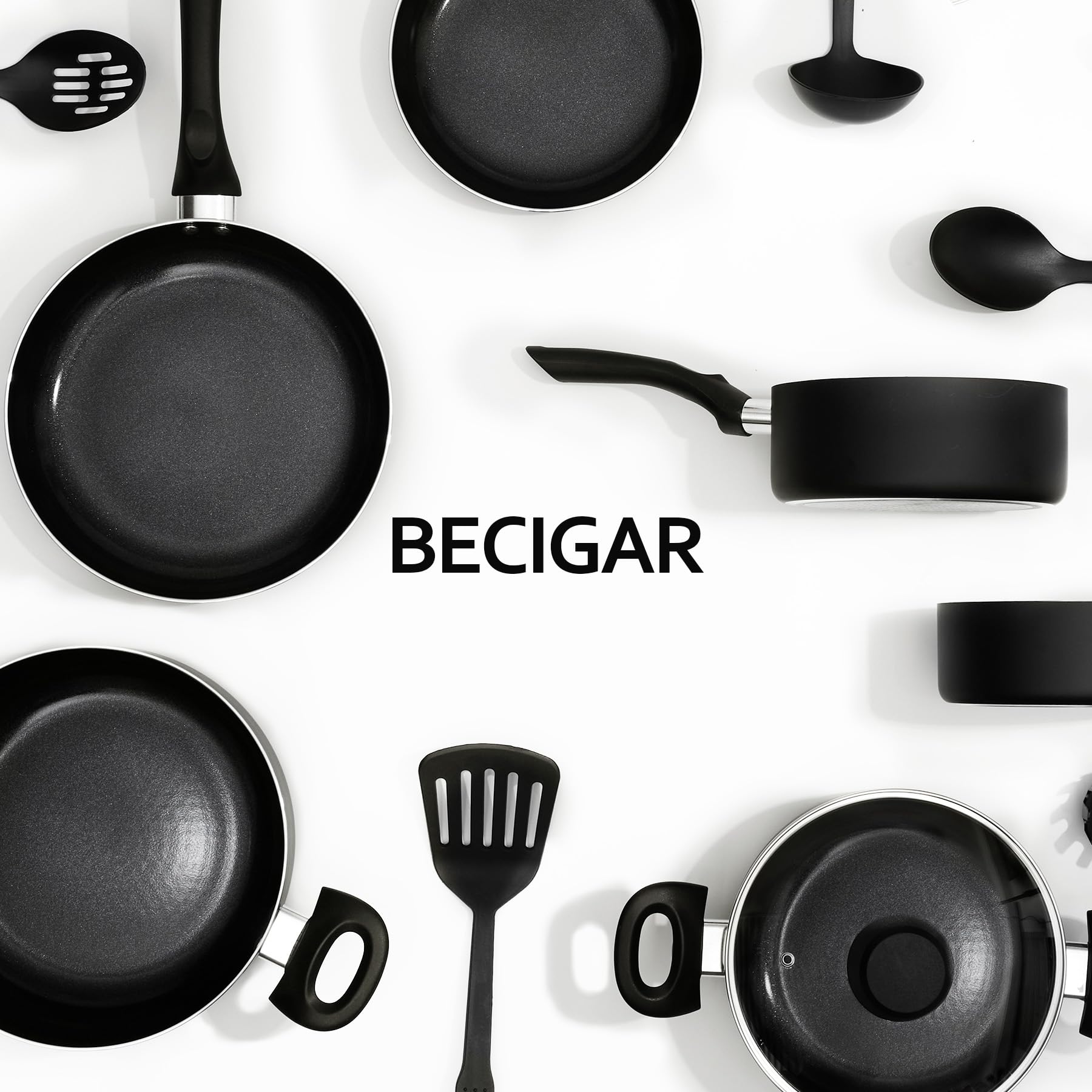 BECIGAR 6.3-inch glass lid fits saucepans for clear monitoring during cooking