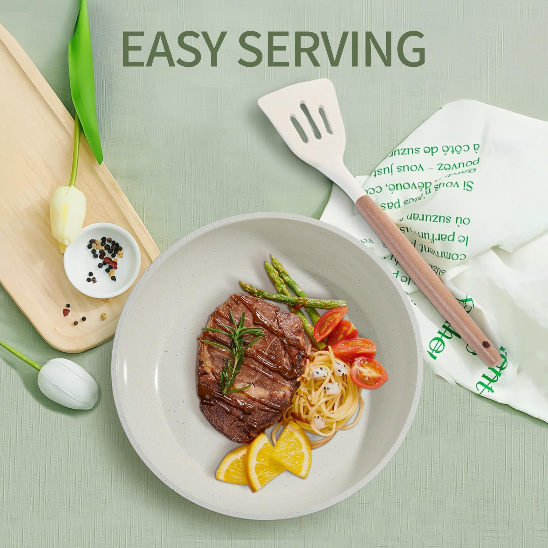 BECIGAR nonstick coating reduces sticking for easy cleanup after meals.