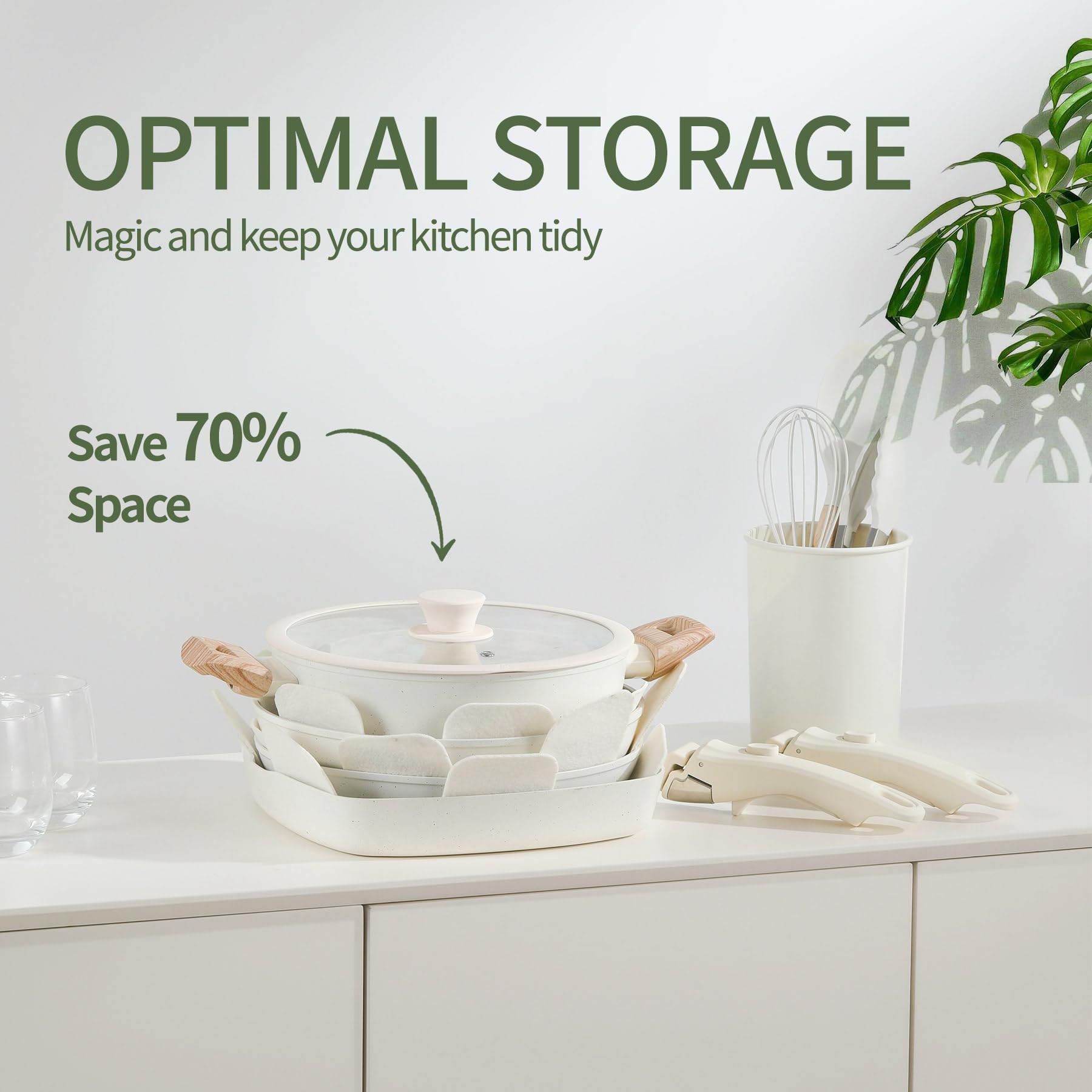 BECIGAR induction-ready cookware provides even heating on any cooktop.