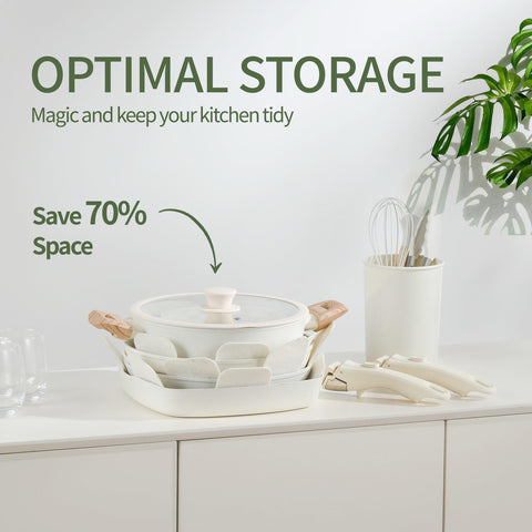 BECIGAR induction-ready cookware provides even heating on any cooktop.