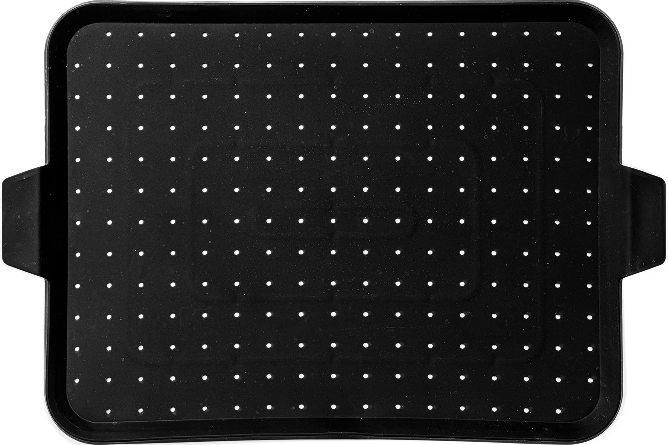 Beckon Ware baking splatter screen on pan for cleaner oven air.