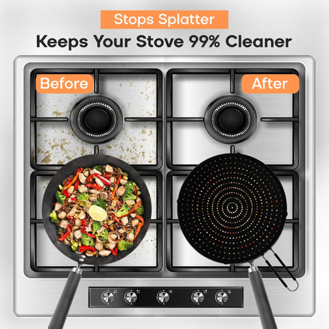 Beckon Ware silicone screen with stainless-steel frame, heat resistant for safe frying.