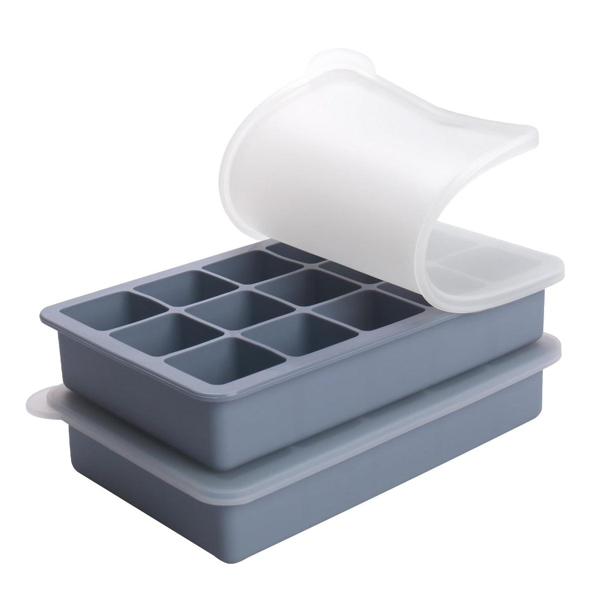 BECOKIT 2tbsp silicone freezer molds blue 2-pack on counter for quick meal-prep storage