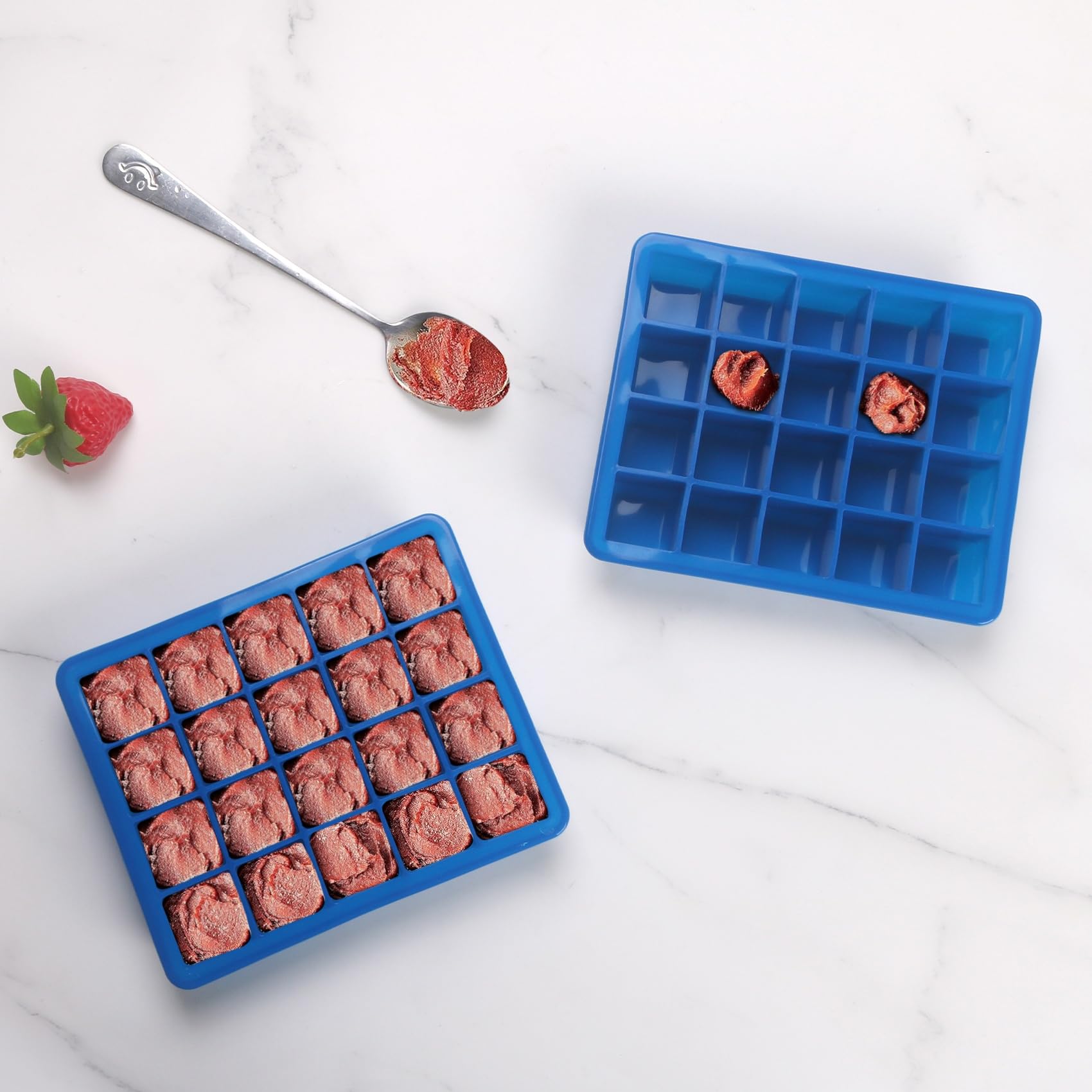 BECOKIT freezer molds store baby food, herbs, and lemon juice
