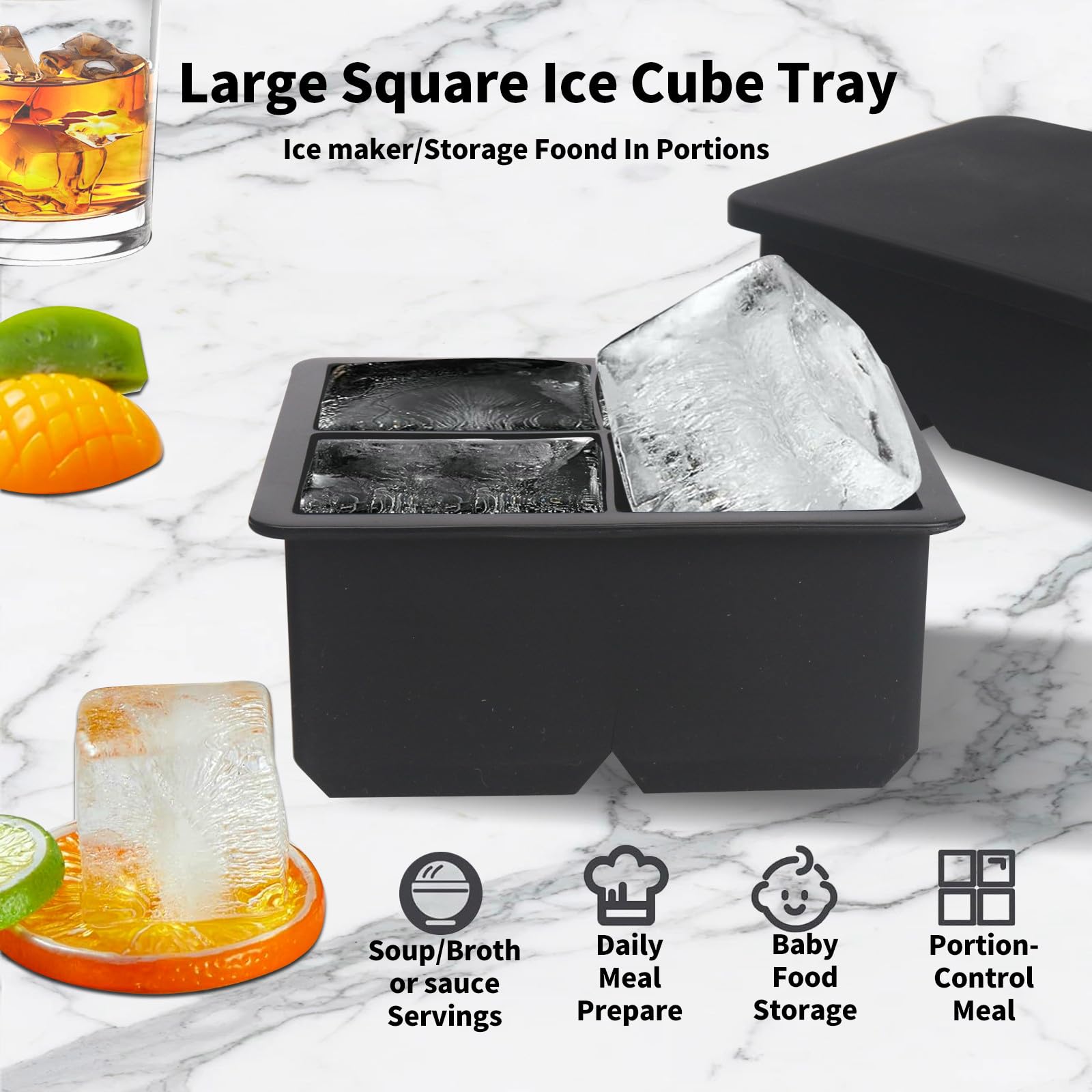 BECOKIT giant square ice cubes tray for cocktails delivers bold chilling