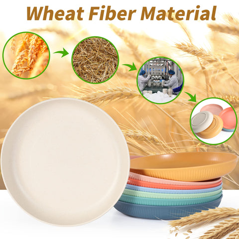 Becutlery dishwasher-safe wheat straw plates in vibrant colors for easy cleanup