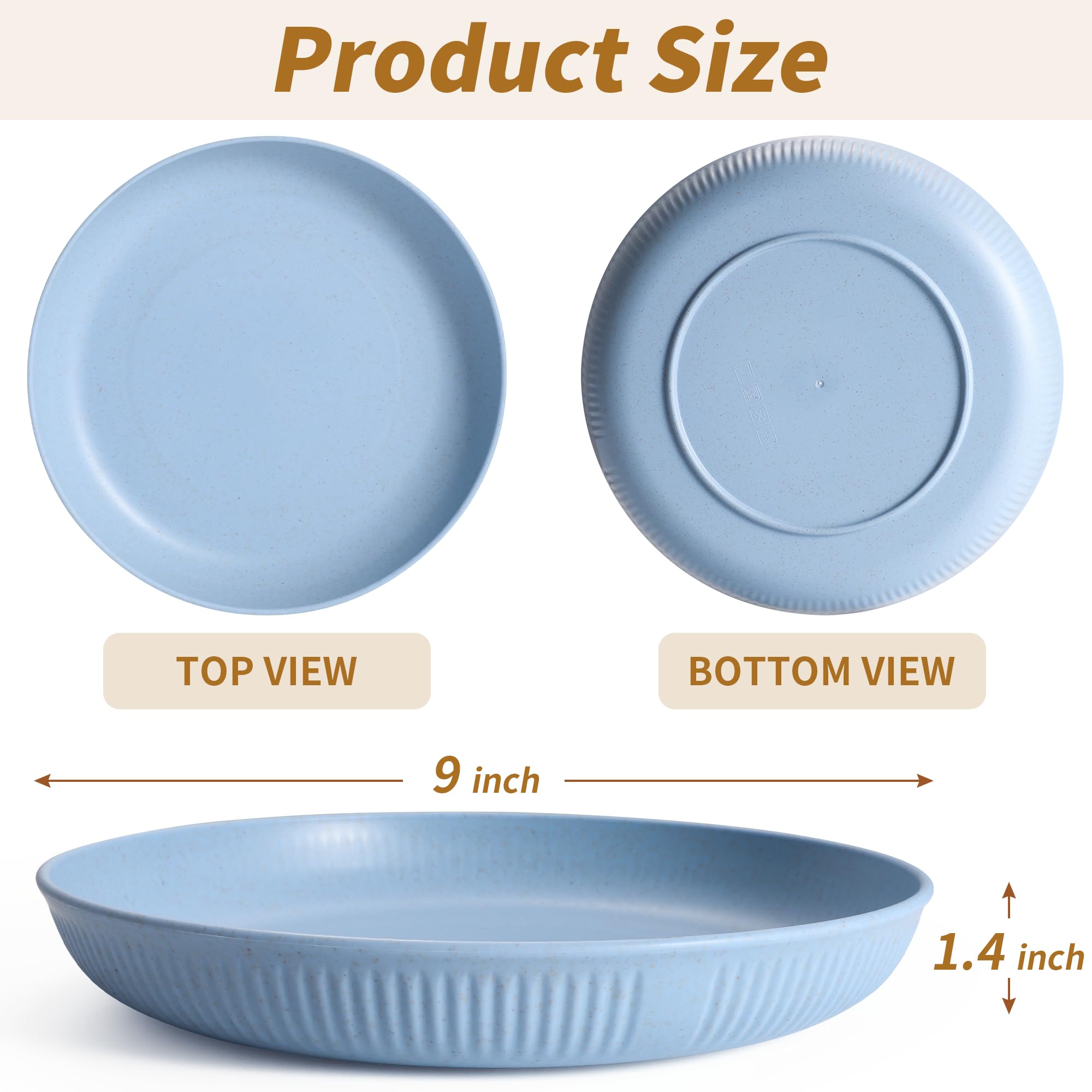 Becutlery microwave-safe wheat straw plates in blue for quick reheating