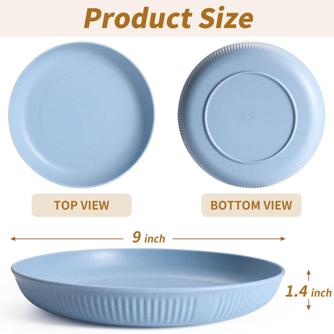 Becutlery microwave-safe wheat straw plates in blue for quick reheating