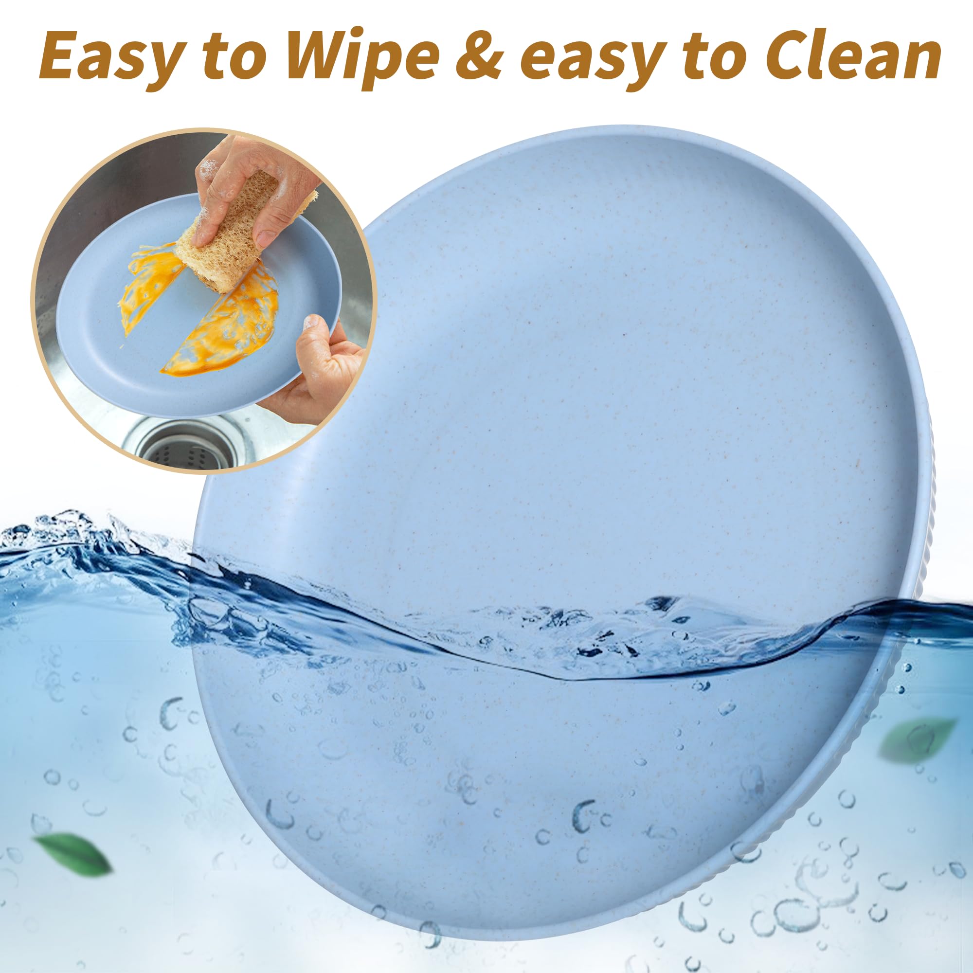 Becutlery unbreakable-style 9-inch wheat straw plates for travel and kids