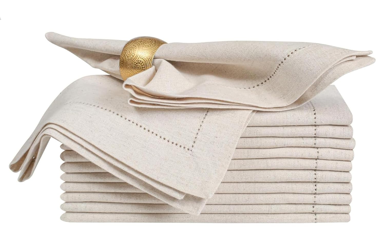 Bedding Craft 12-pack napkins, wrinkle-resistant and easy care.