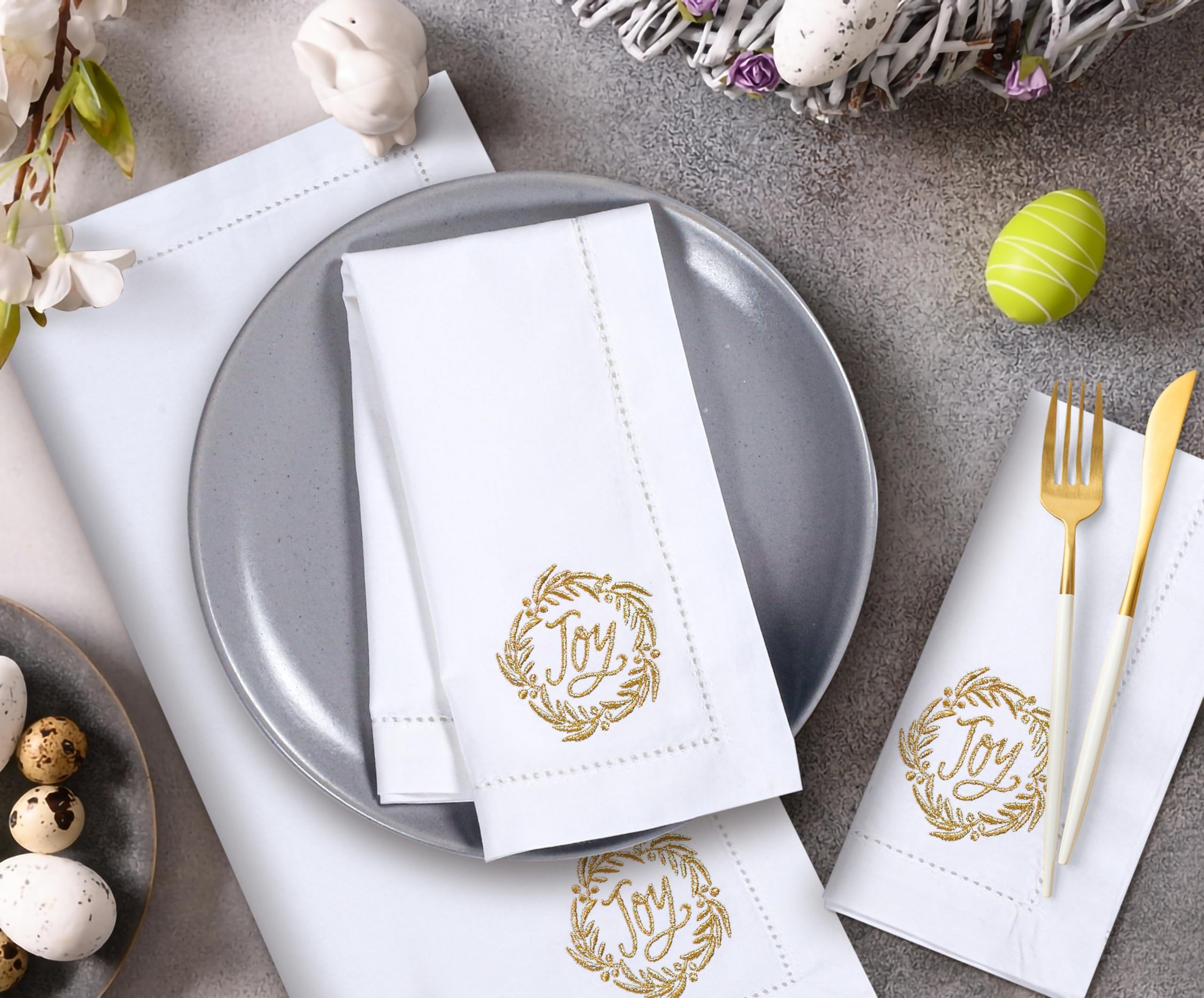 Bedding Craft cotton napkins are machine washable for easy care and reuse.