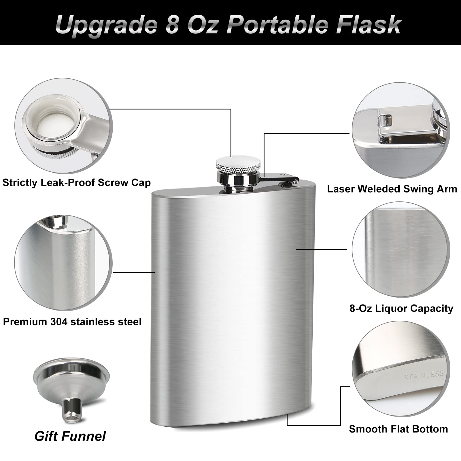 BEDEONE 8 Oz flask with funnel for easy refilling