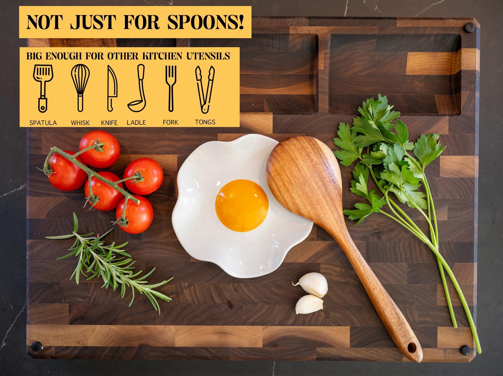 Bee! fried egg spoon rest on counter blends with kitchen decor