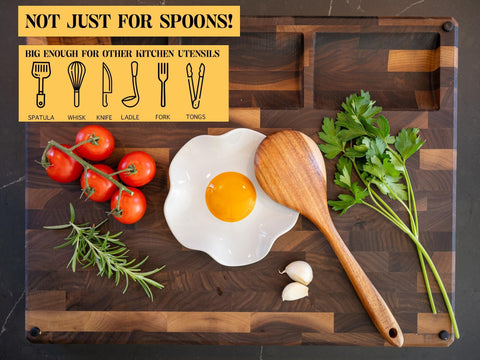 Bee! fried egg spoon rest on counter blends with kitchen decor