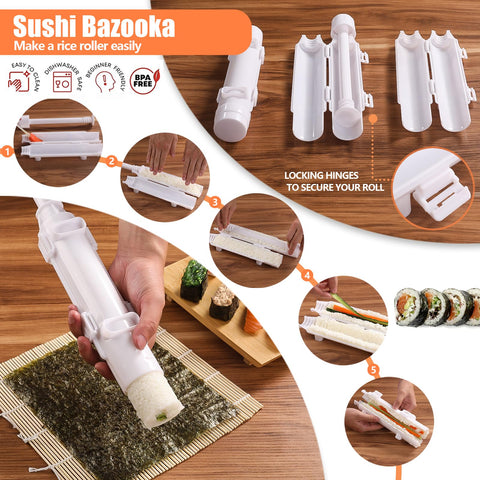 Beegofly bamboo sushi mat helps roll neat, uniform sushi.