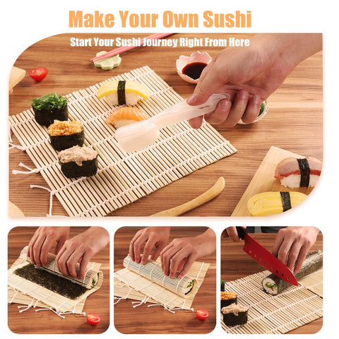 Beegofly sushi knife and chopsticks provide clean cuts and grip.