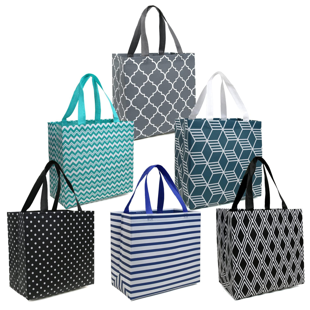 BeeGreen 6-pack foldable bags with animal prints for stylish shopping