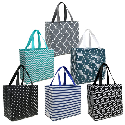 BeeGreen 6-pack foldable bags with animal prints for stylish shopping