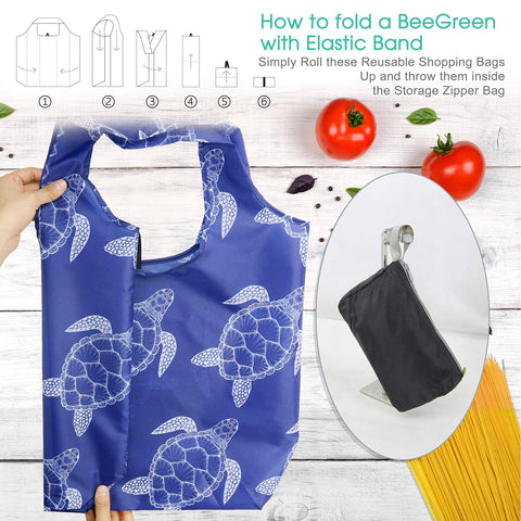 BeeGreen bird design tote, compact fold for quick trips