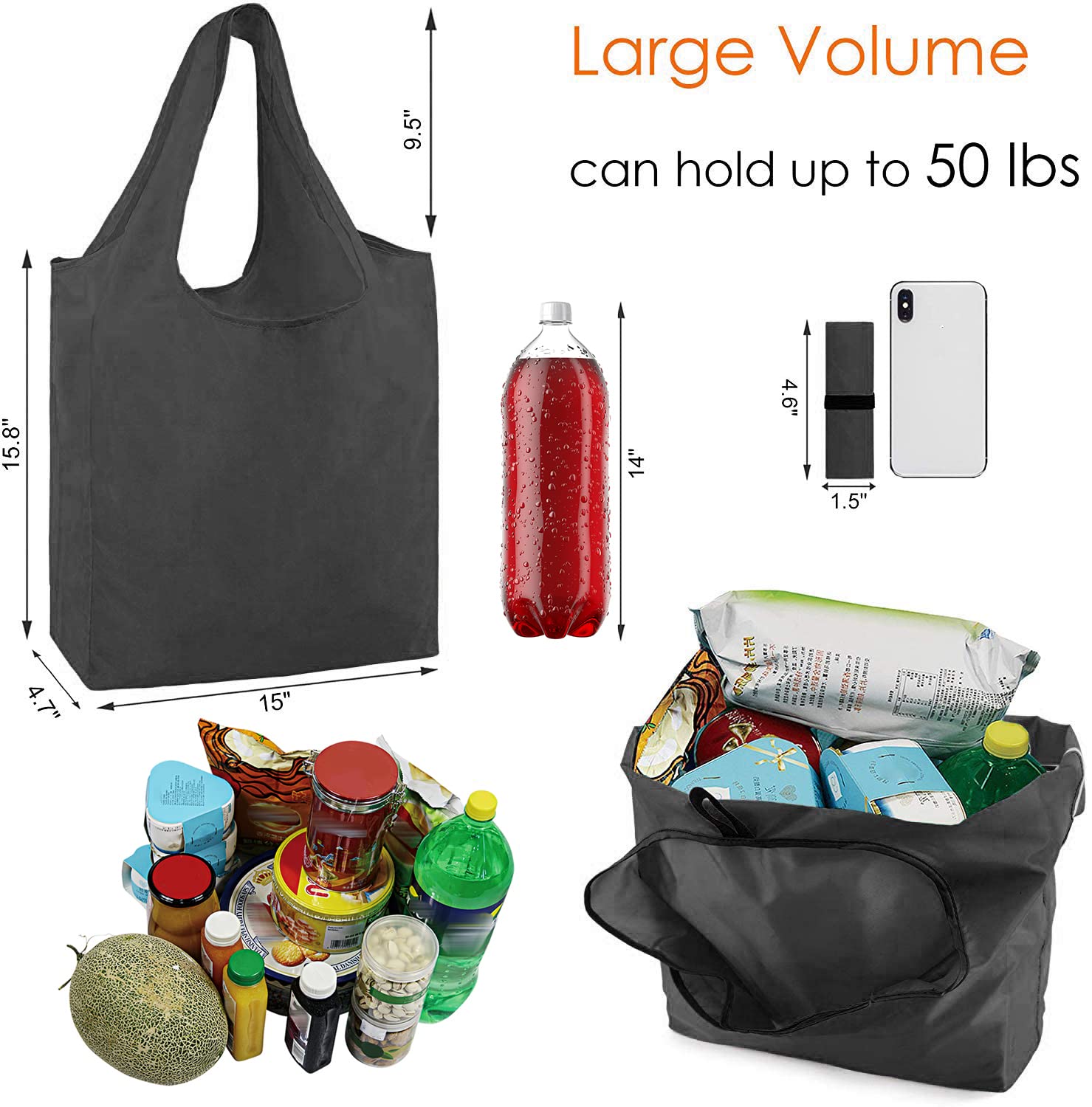 BeeGreen large-capacity bags carrying groceries and bulky items up to 50 lbs