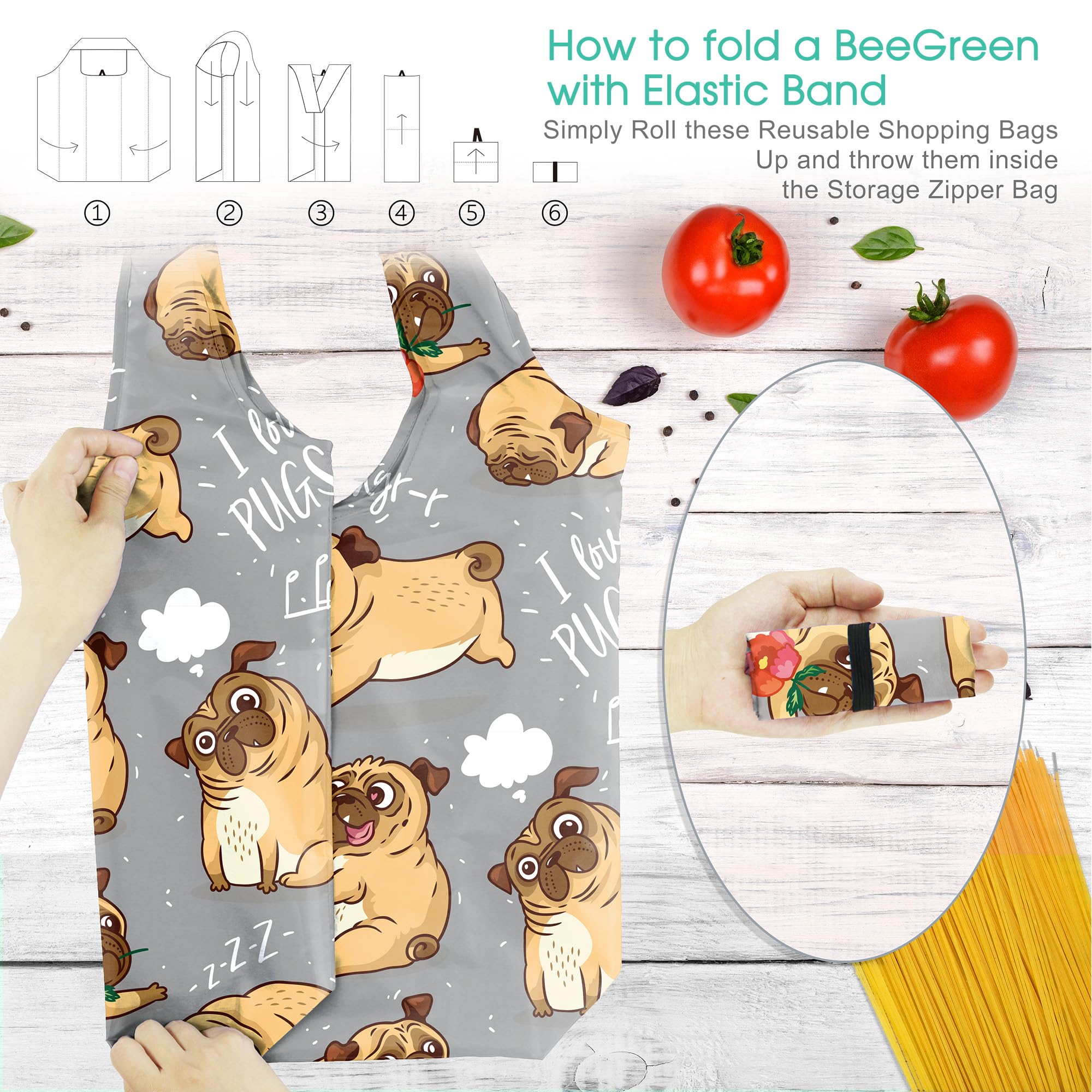 BeeGreen dog lovers bags bulldog paw design makes errands fun and sustainable.