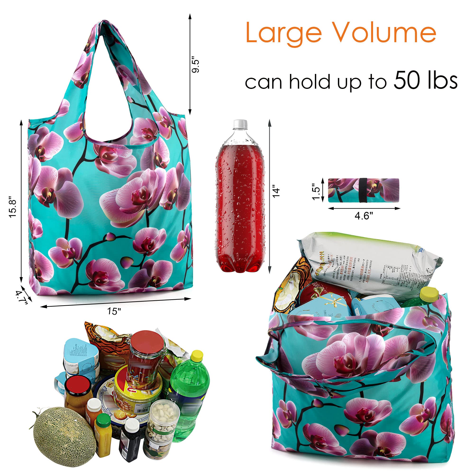 BeeGreen flower-pattern bag in large capacity design, great for heavy groceries.