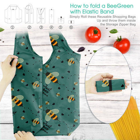 BeeGreen foldable tote folds compactly for easy travel and storage