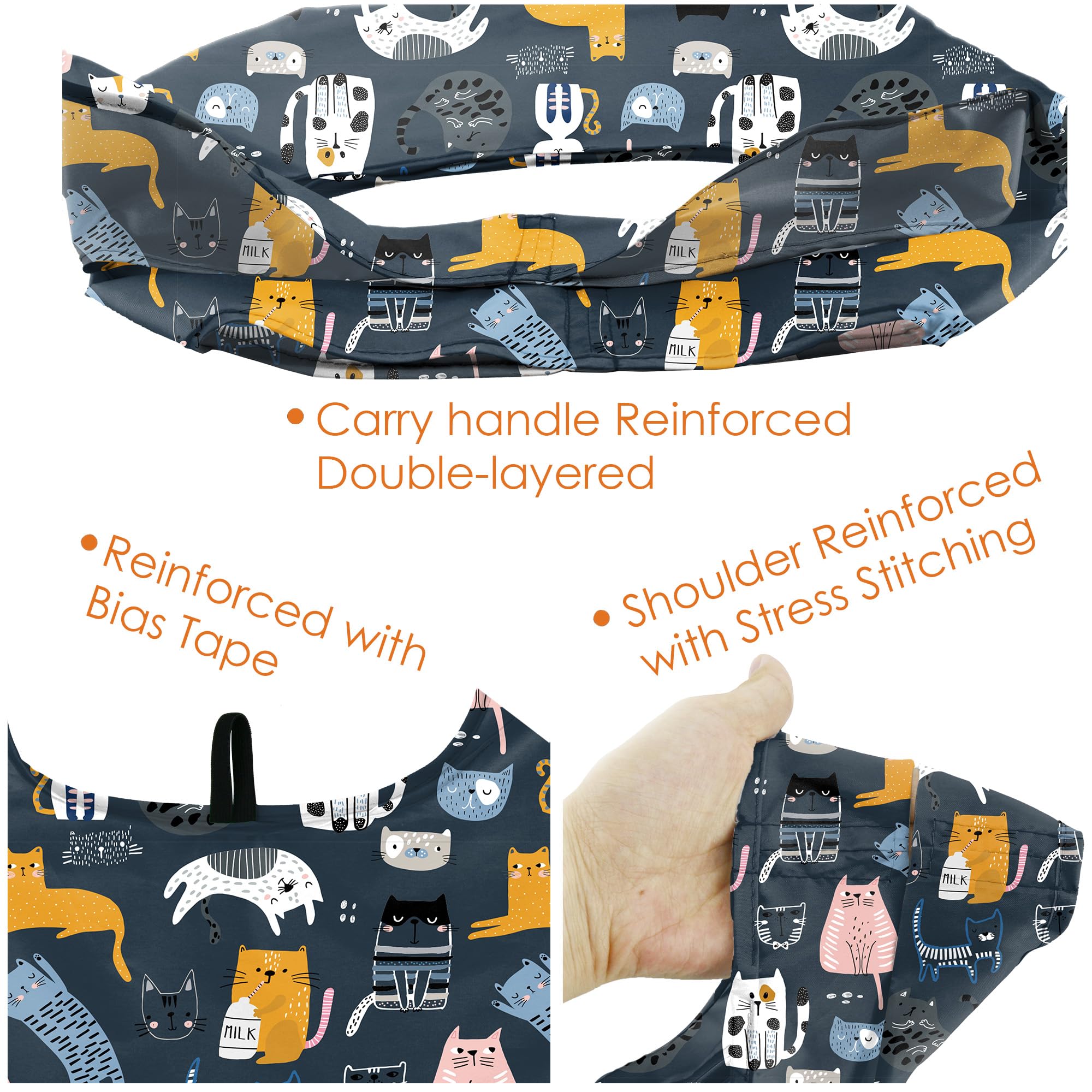 BeeGreen multiuse grocery bags with cat-patterns for versatile outings.
