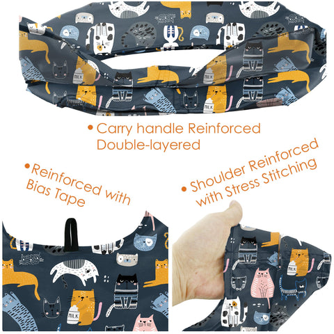 BeeGreen multiuse grocery bags with cat-patterns for versatile outings.