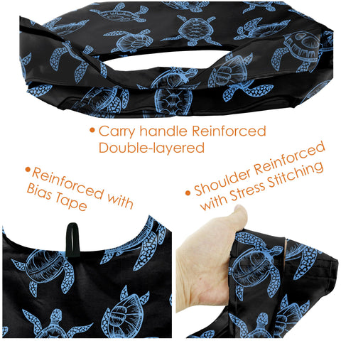 BeeGreen Sea Turtle Lovers ocean-print tote with reinforced seams for frequent reuse.