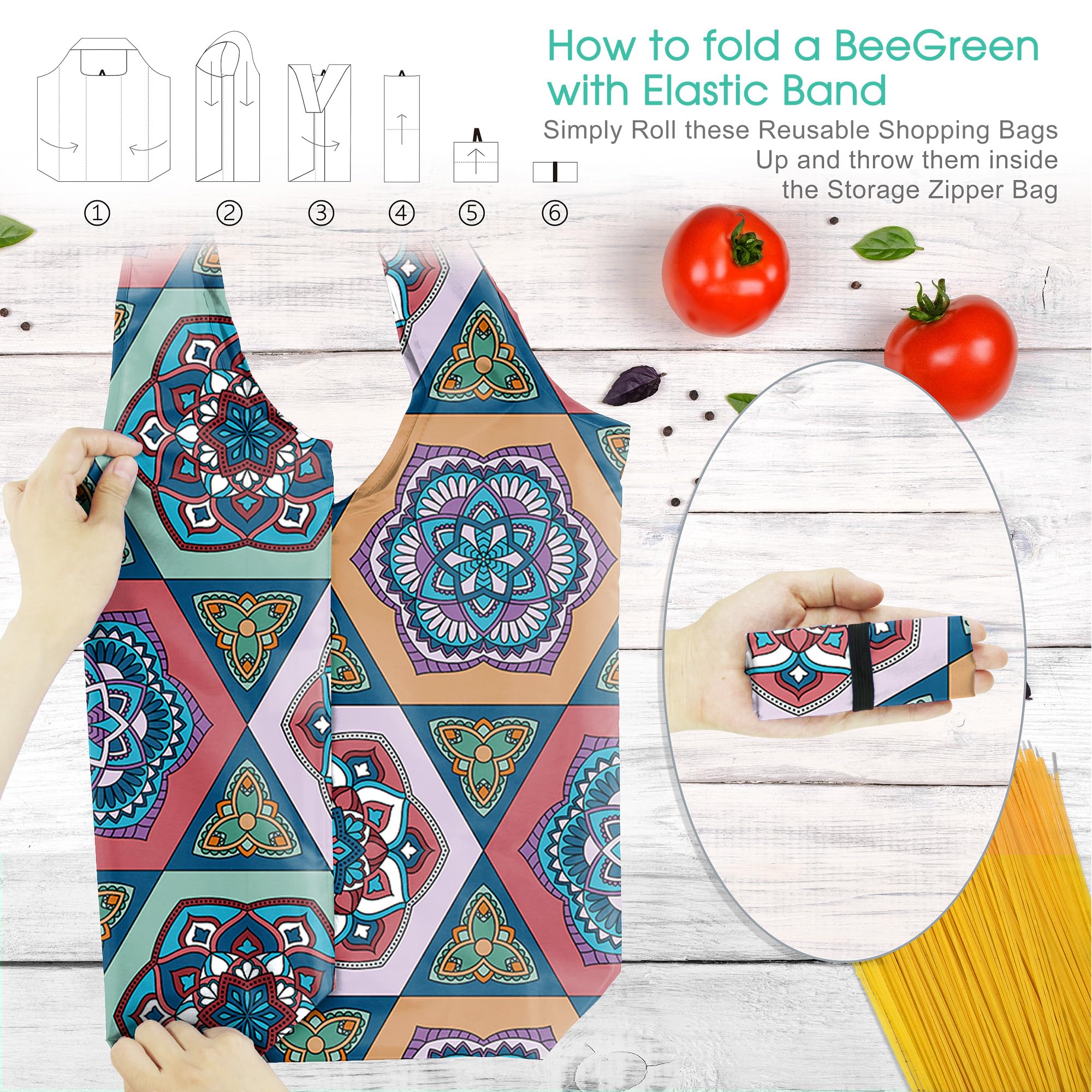 BeeGreen tote with shoulder and hand handles for versatility.