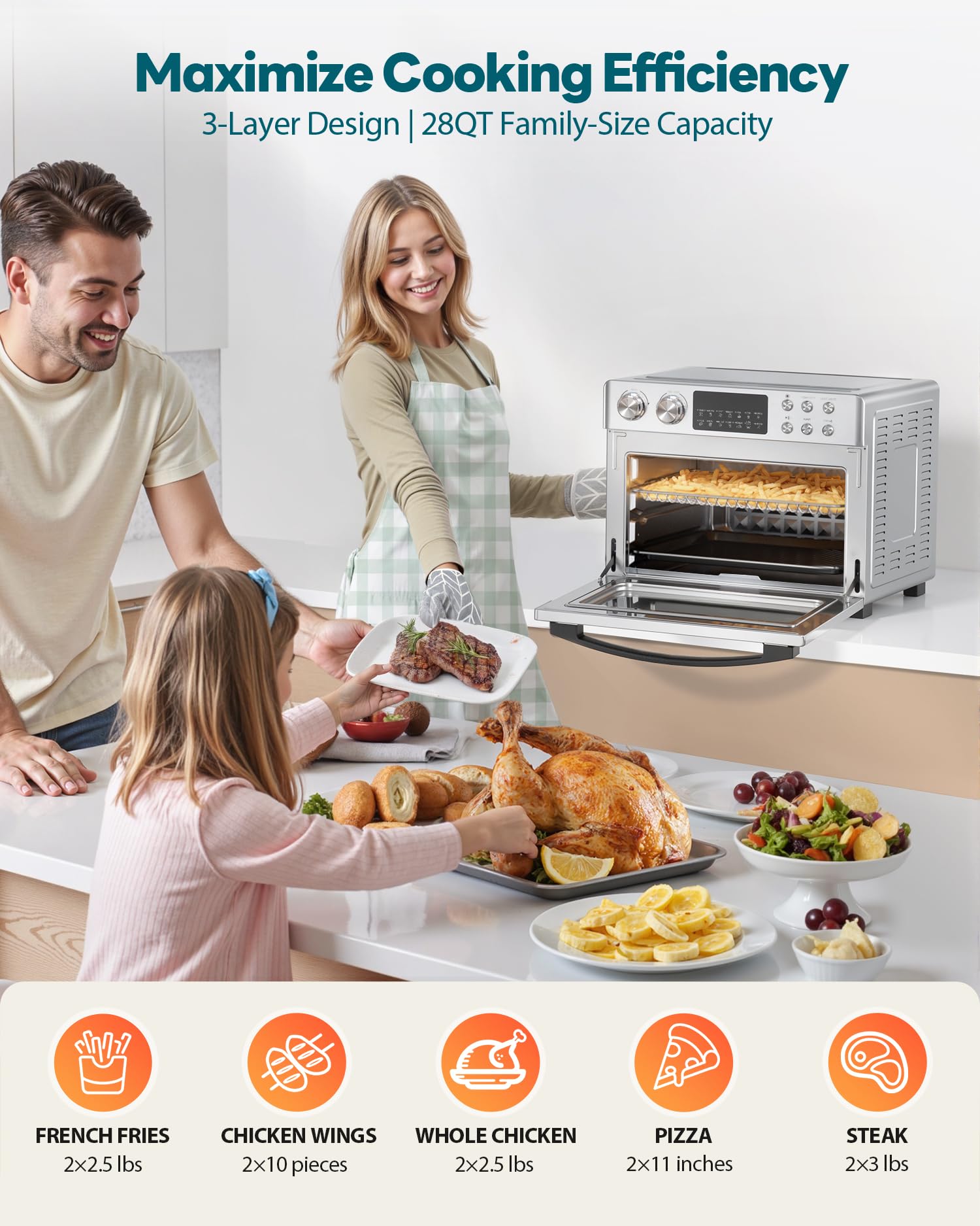 Beelicious Pro 28QT interior with 3-layer rack for multi-dish meals