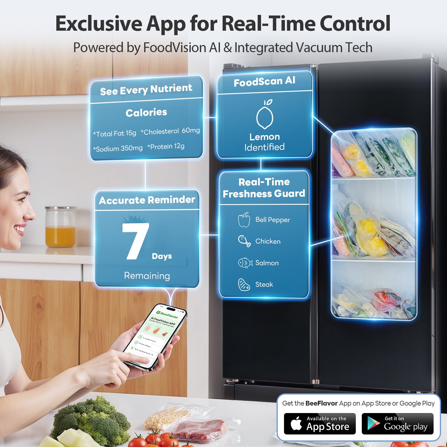 Beelicious Pro PressFree canister and marinate option expands jar usage and flavoring.