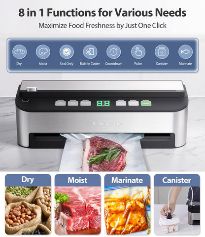 Beelicious Pro PressFree moist and dry modes tailor sealing for ingredients.