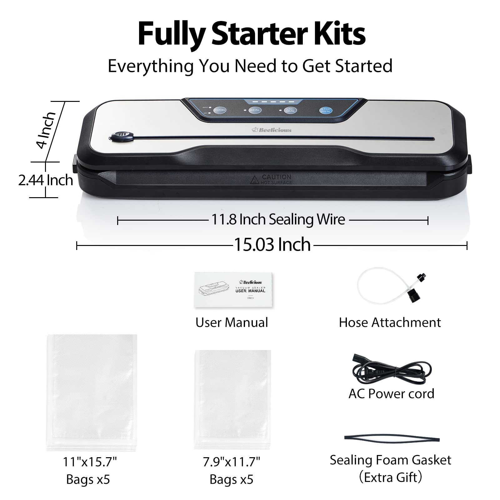 Beelicious Pro starter kit included, ready to start sealing right away.