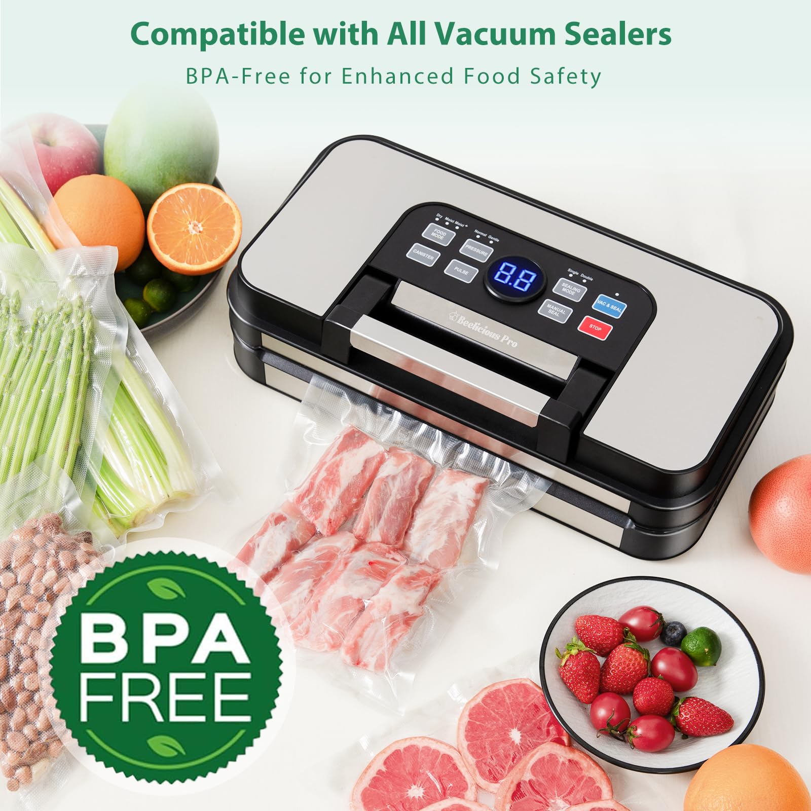 Universal compatibility ensures Beelicious Pro bags work with most sealers.