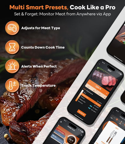 Beelicious Pro dual sensors provide internal and ambient temps for precise cooking.
