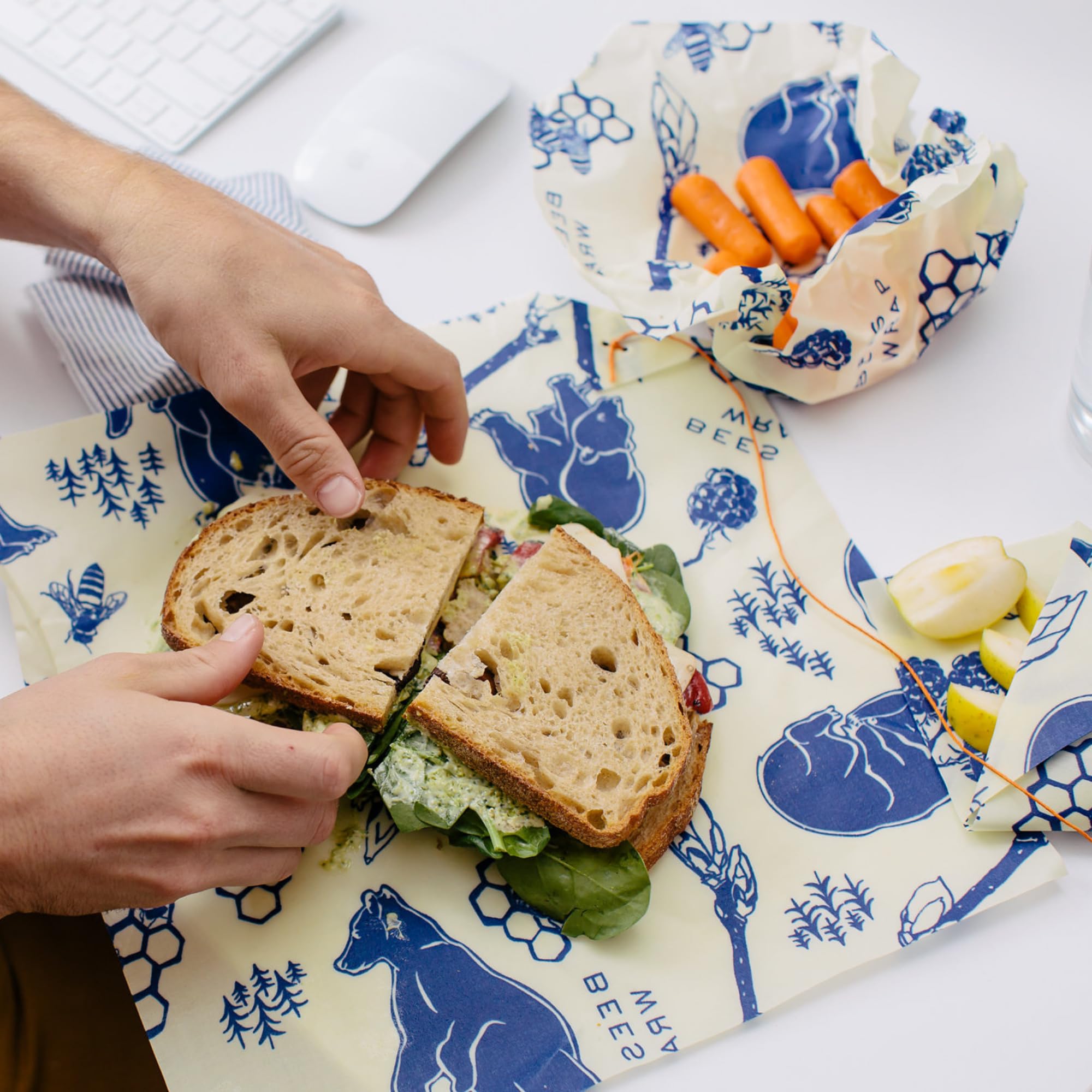 Bee's Wrap USA-made; organic cotton and beeswax provide a natural seal.