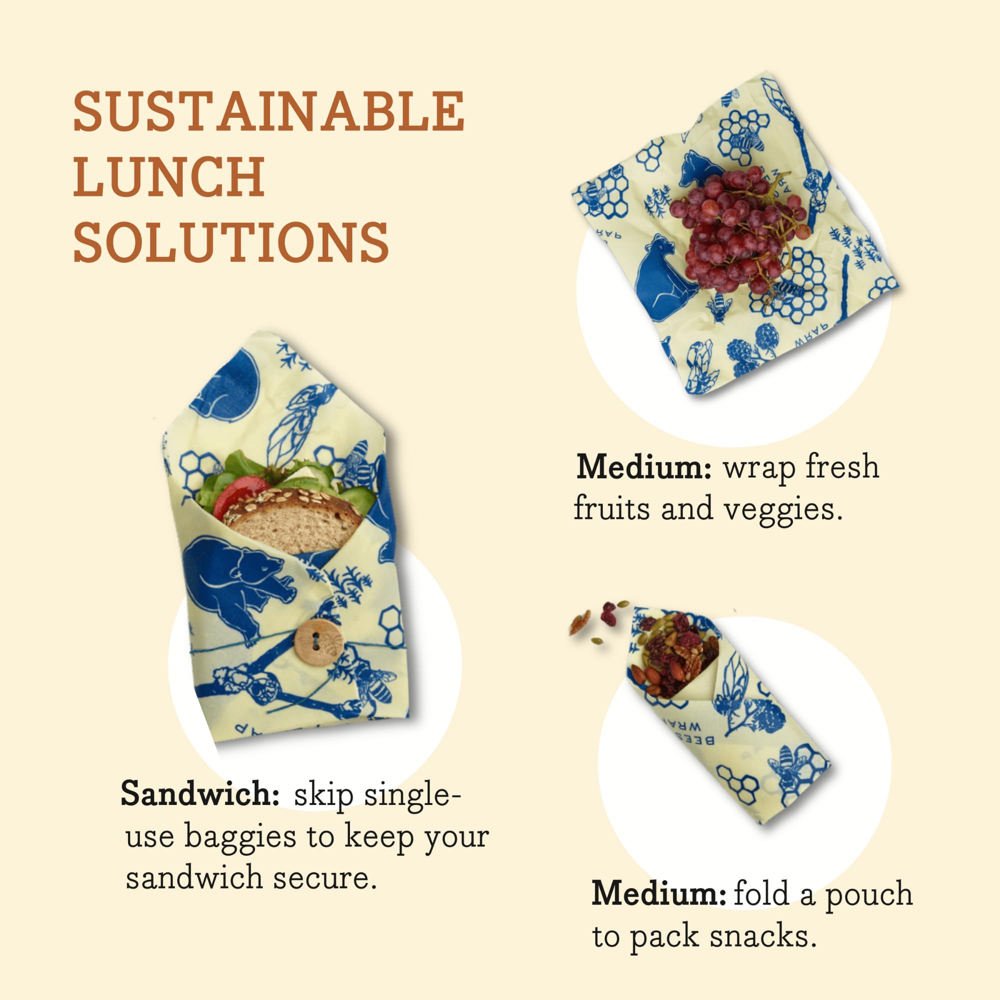 Bee's Wrap easy to mold; warm hands create a self-adhering seal.