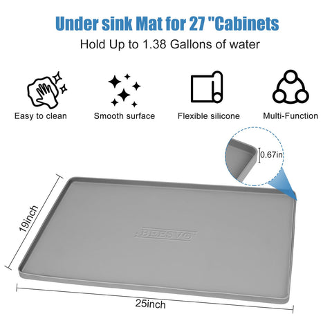 BeesVo under-sink mat silicone-flexibility provides durable protection under sinks and in cabinets.