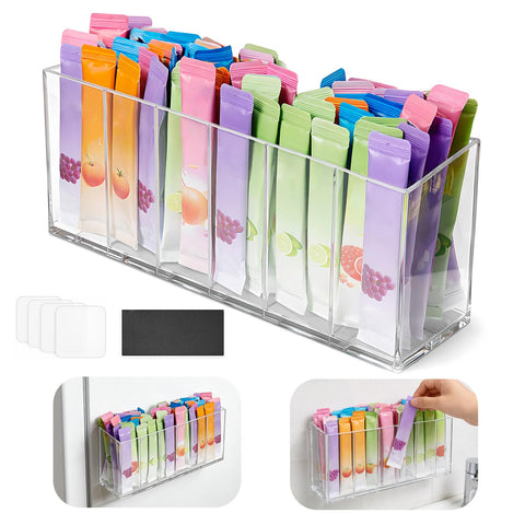 Beeurptnr drink packet organizer front view showing clear compartments
